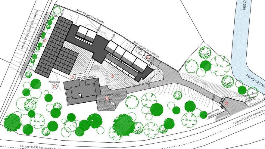 Plano del proyecto de segunda fase del Centro de Fauna de Carballedo, que muestra su vista en planta. // FdV