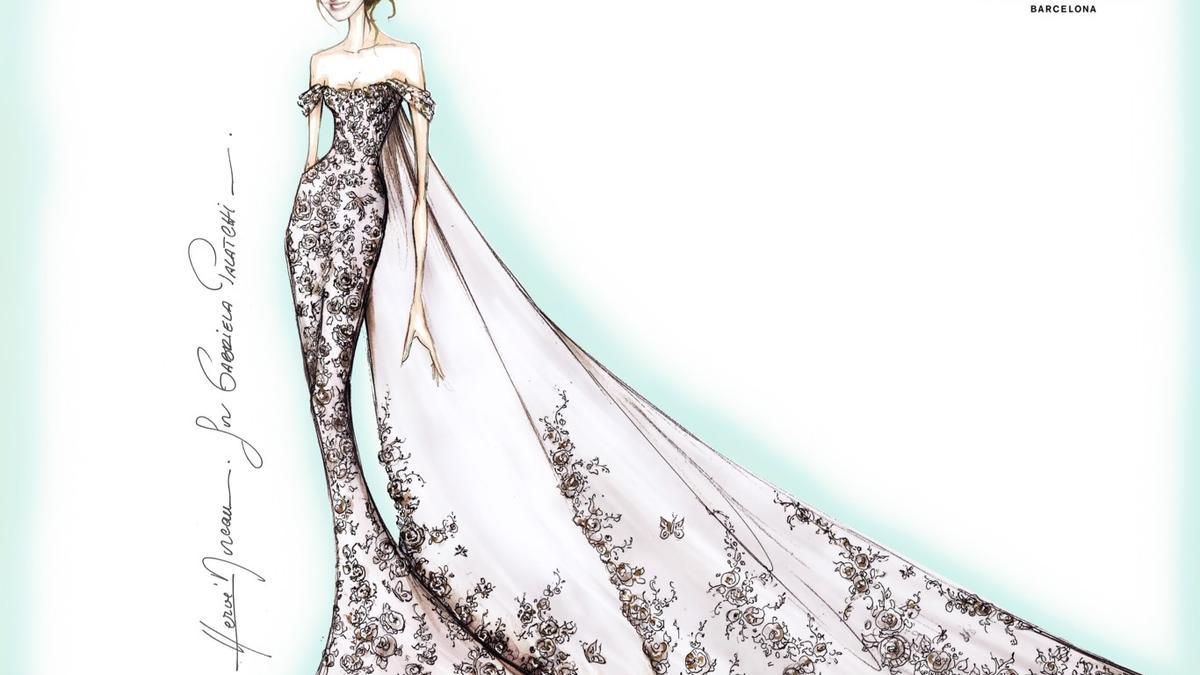 Boceto del vestido de novia de Gabriela Palatchi, la hija del dueño de Pronovias