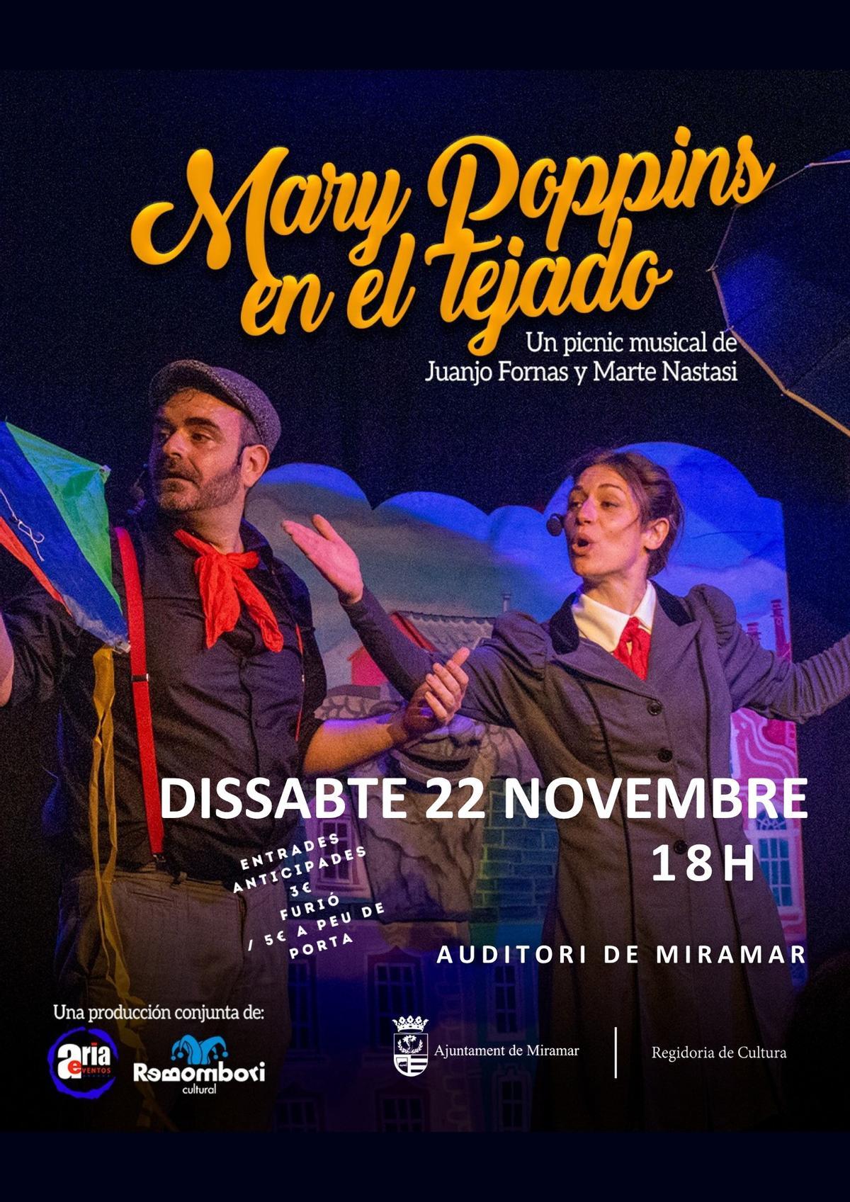Cartel de promoción del espectáculo teatral que se representa en Miramar