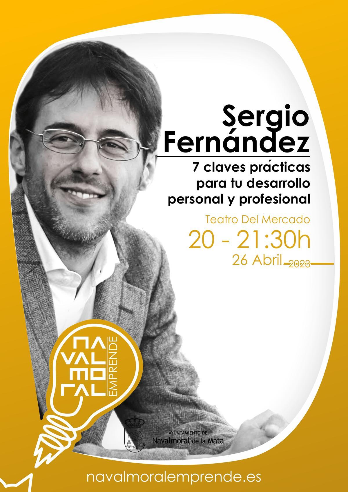 Cartel de la conferencia de Sergio Fernández en Navalmoral Emprende.