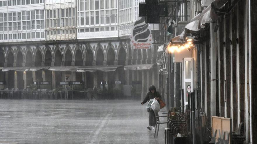 La Marina de A Coruña un día de lluvia.