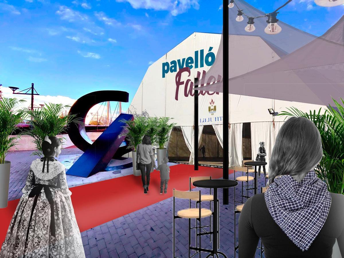 Imagen virtual de la propuesta de Pavelló Faller que quiere instalar Moviment Fallerq