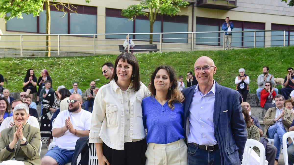 Avia Veira, en la presentación de su candidatura el pasado jueves rodeado de Ana Pontón y Francisco Jorquera