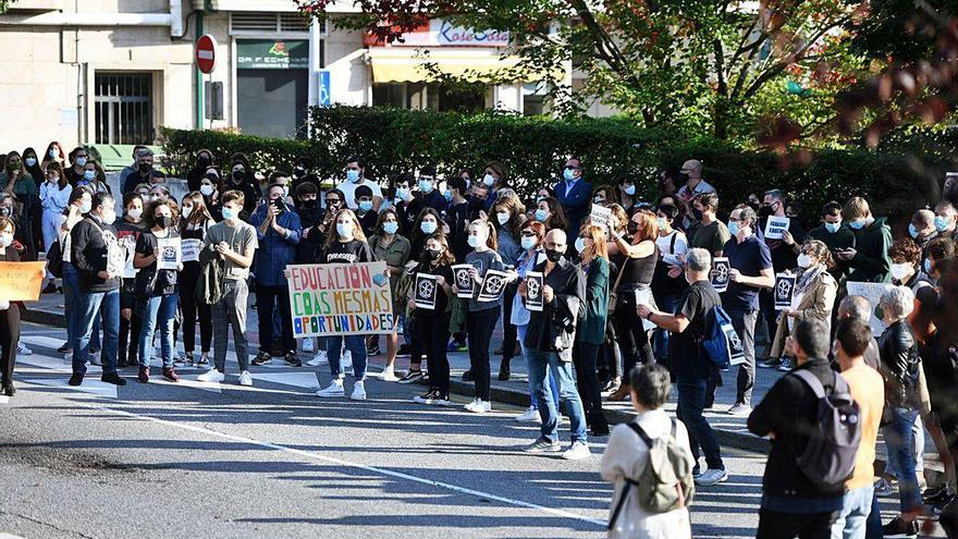 Participantes en una de las protestas en favor de la presencialidad a principios de mes.