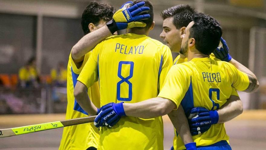 Los jugadores del Asturhockey celebran un gool en una imagen de archivo.