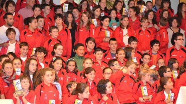 Deportistas del Náutico, durante la gala del club.