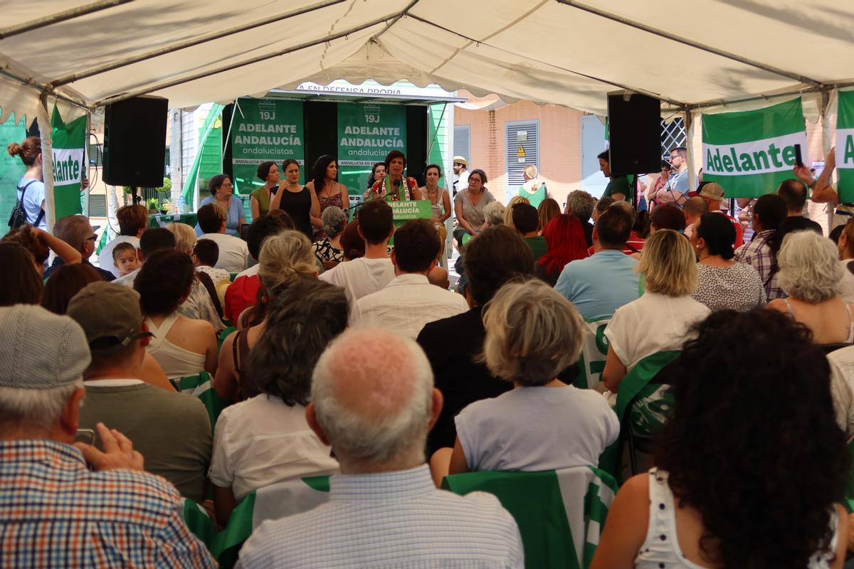 Teresa Rodríguez, en un momento durante la campaña electoral para las elecciones andaluzas 2022.