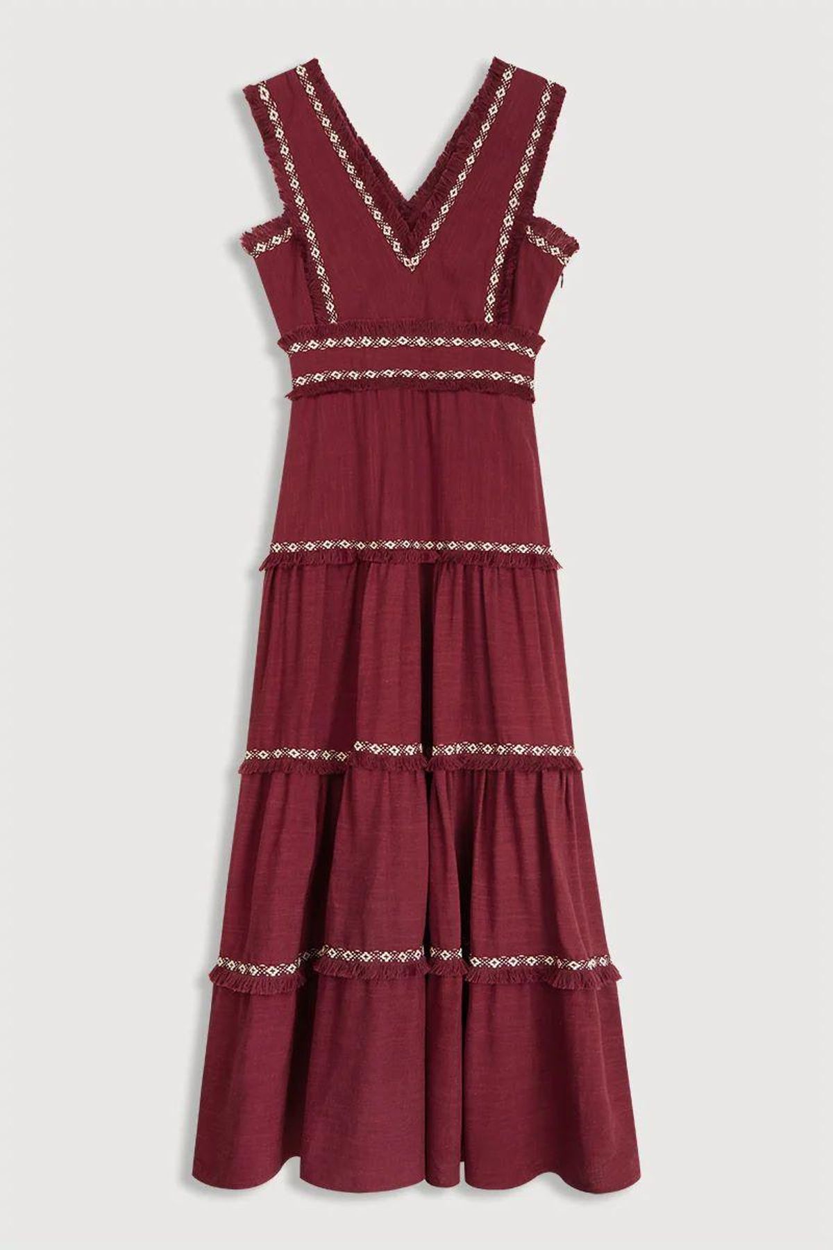 Vestido 'Grecca' en su versión burdeos.