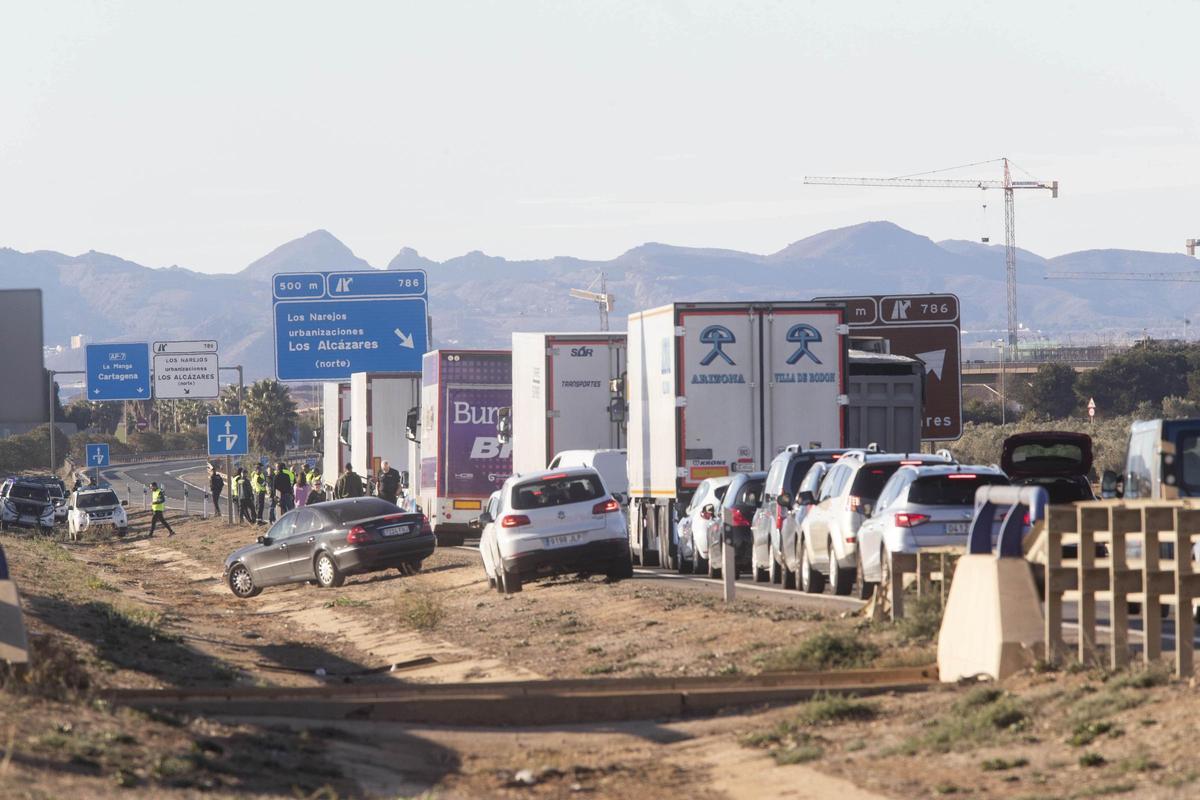 Las protestas, en la AP-7, en Murcia