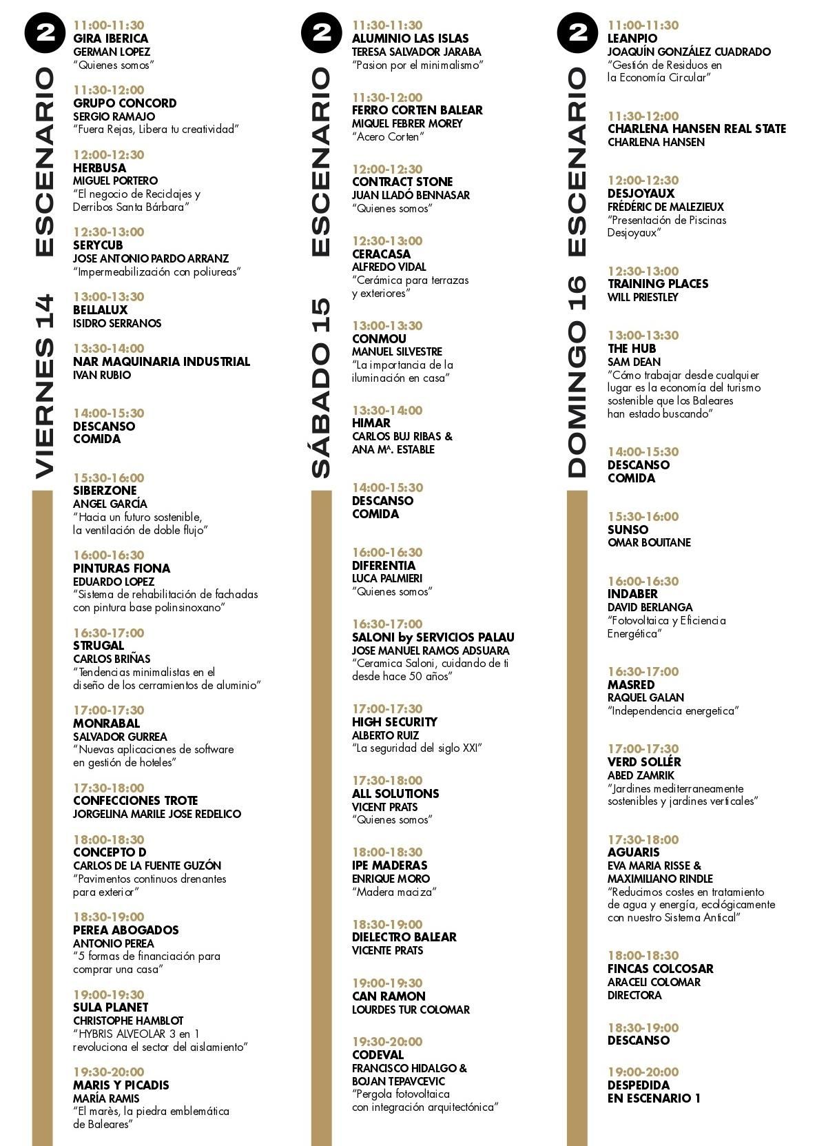 Programa de ponencias en Ibiza Home Meeting.