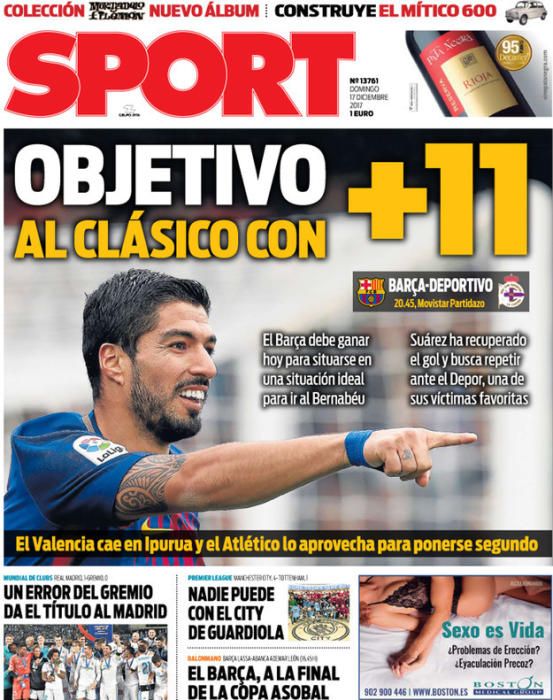 Las portadas deportivas del 17 de diciembre