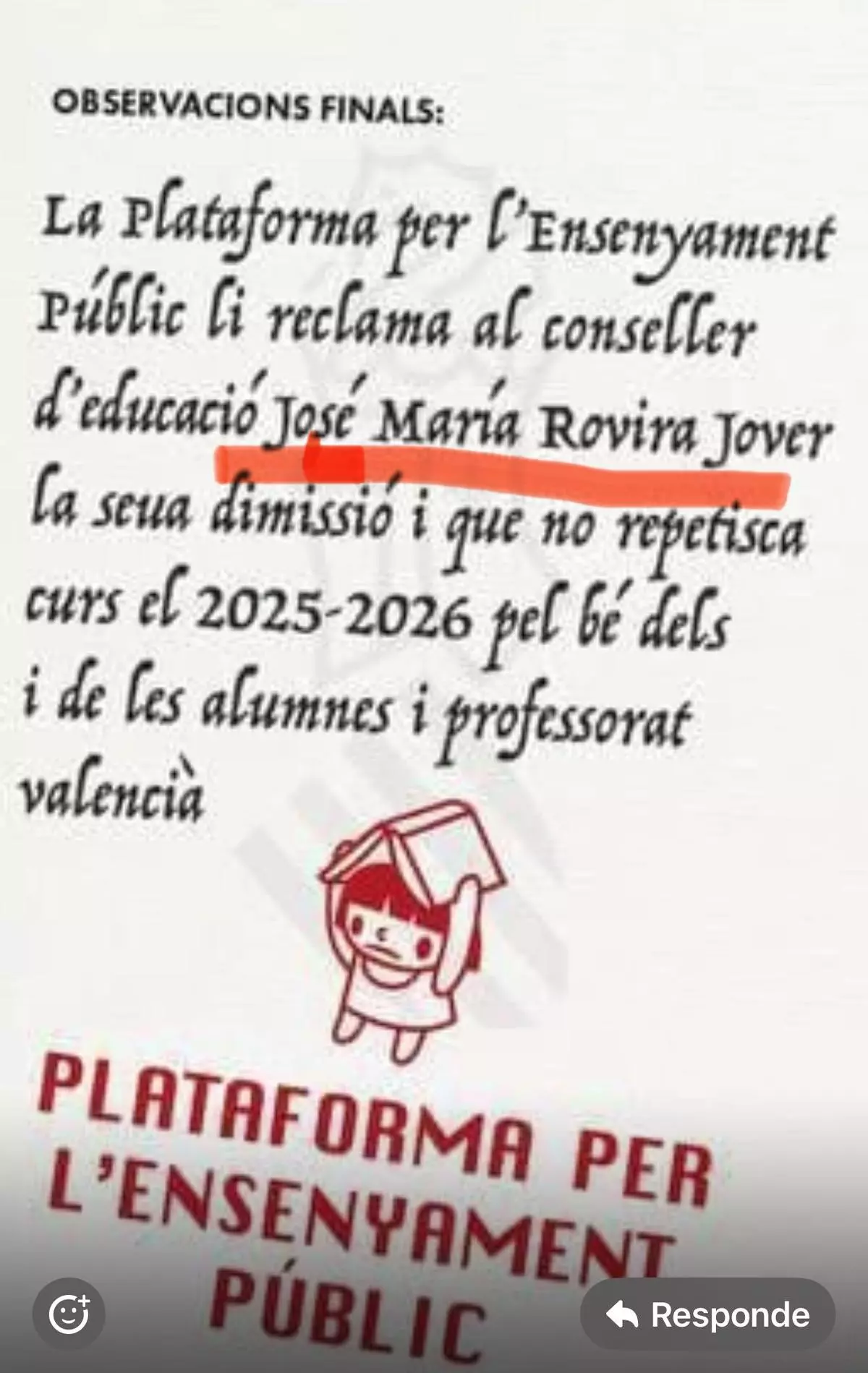 Un suspenso para otro conseller de Educación