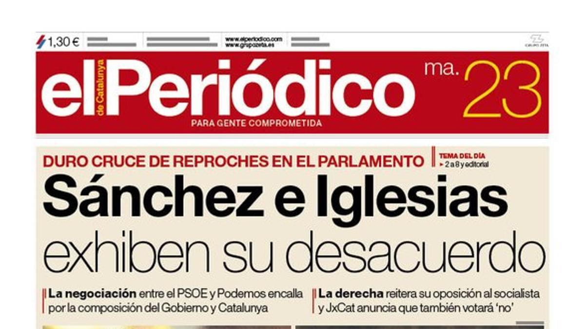 La portada de EL PERIÓDICO del 23 de julio del 2019