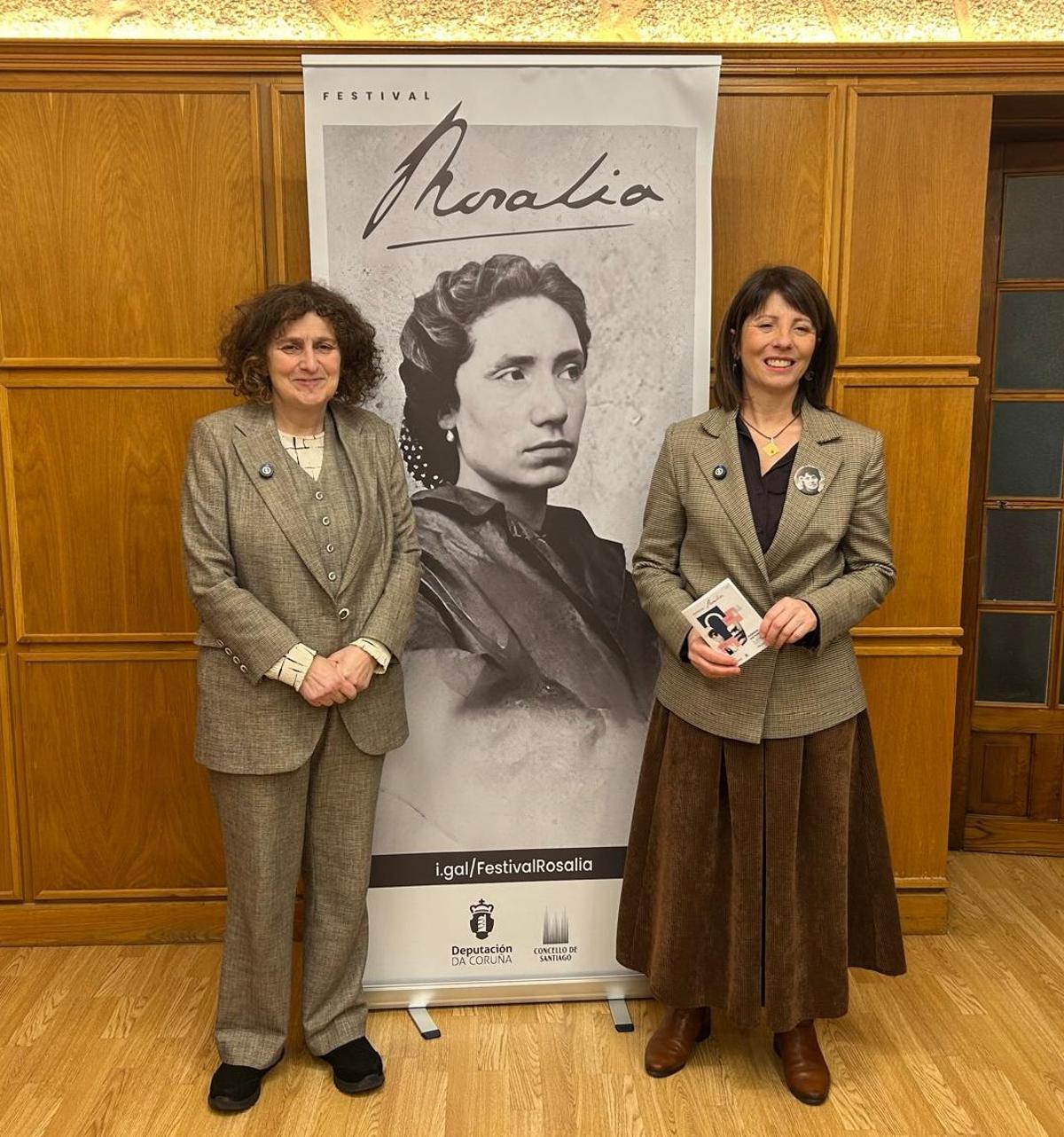 Goretti Sanmartín e Sol Agra na presentación do Festival Rosalía