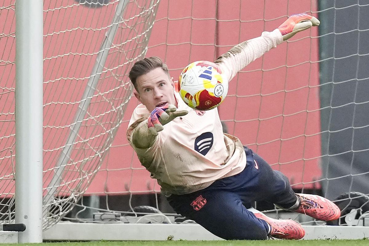 Marc-André ter Stegen, durante el último entrenamiento previo a la cita de Guadalajara.