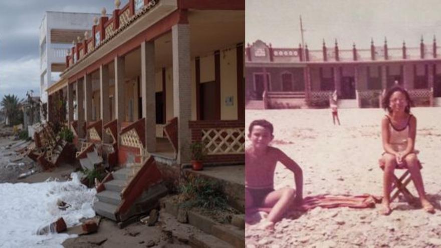 Una vecina de Nules recuerda su infancia frente a una caseta cuyas escaleras esta semana se ha tragado el mar.