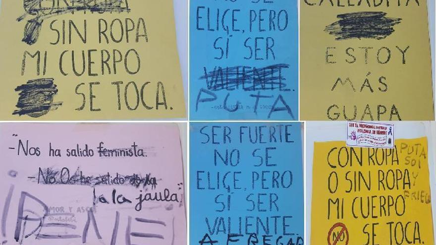 Indignación en Orellana por las pintadas machistas aparecidas en unos carteles