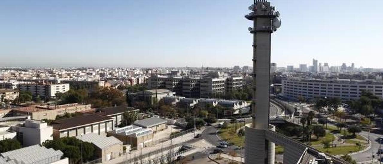 Vista panorámica del municipio de Burjassot, tomada desde las instalaciones de la televisión autonómica.
