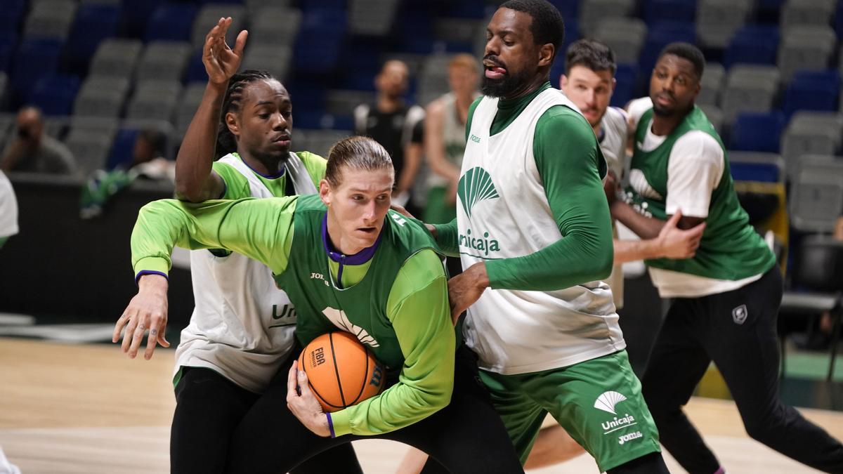 Imagen de un entrenamiento del Unicaja.