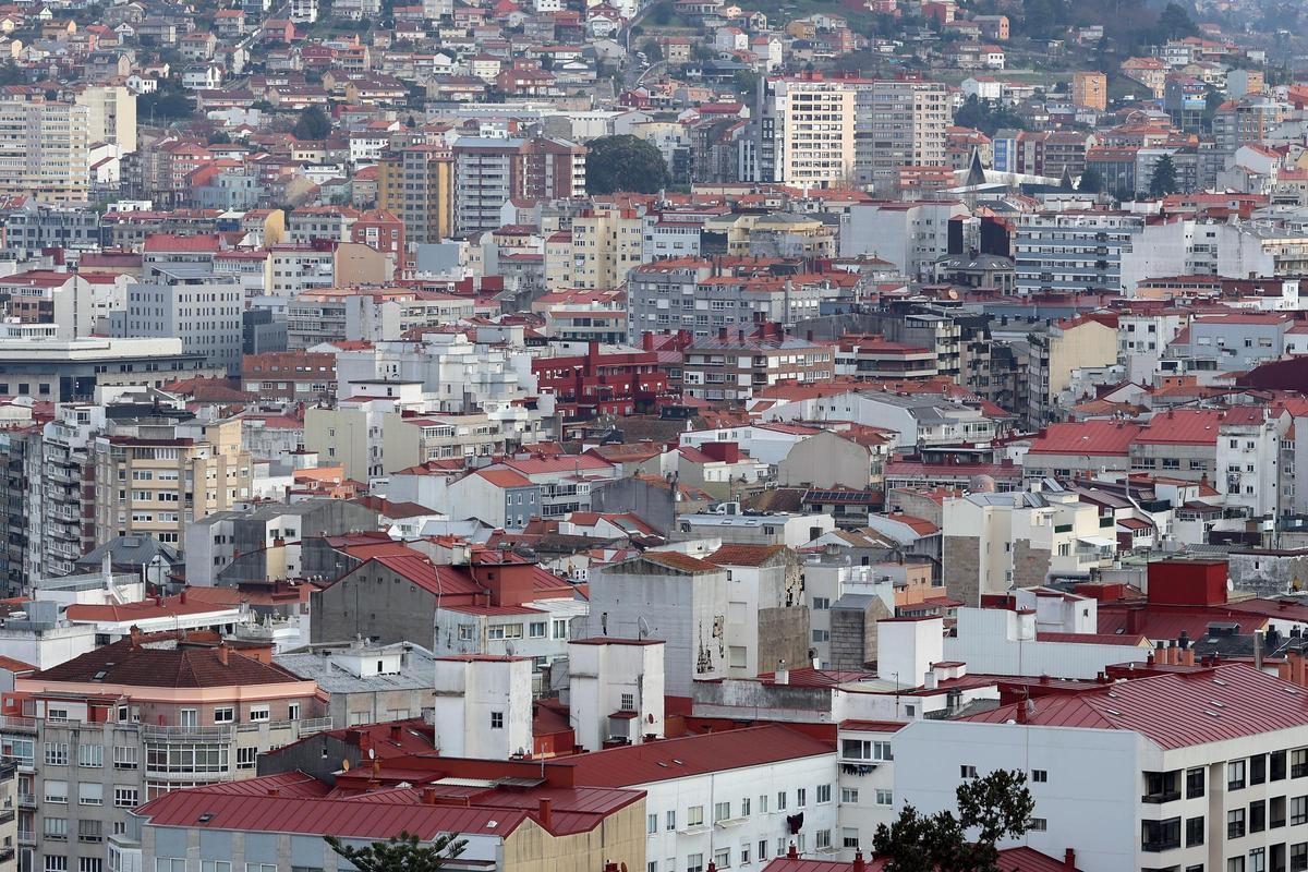 Vista de edificios de Vigo.