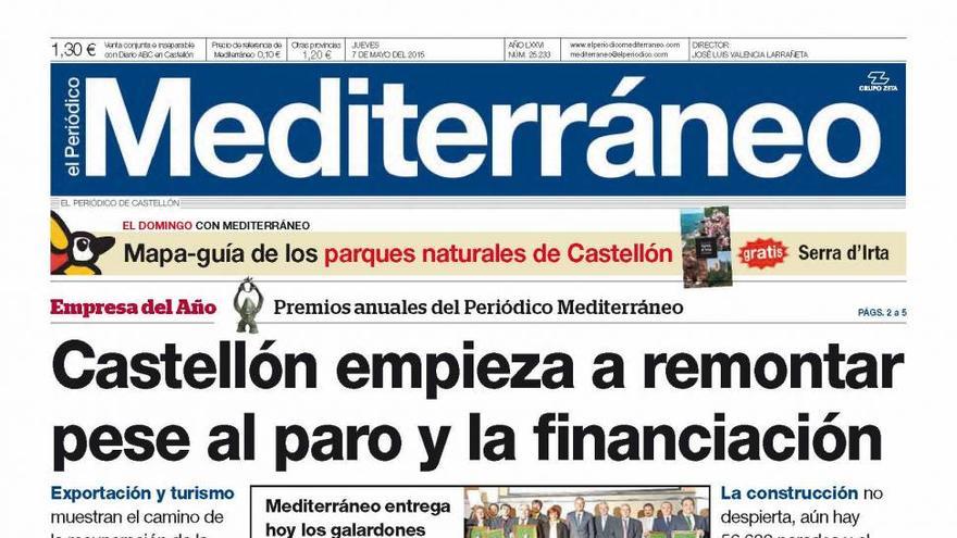 Castellón empieza a remontar pese al paro y la financiación, hoy en la portada de El Periódico Mediterráneo