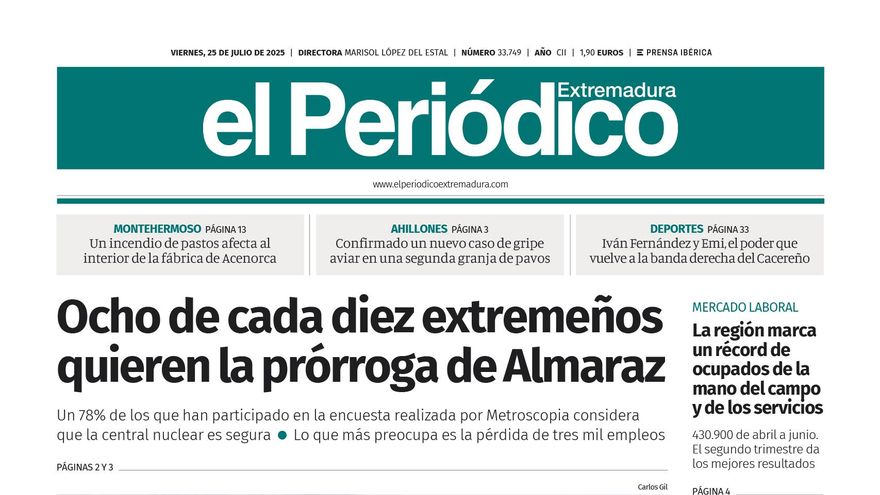 Consulta la portada correspondiente al día 25 de julio de 2025