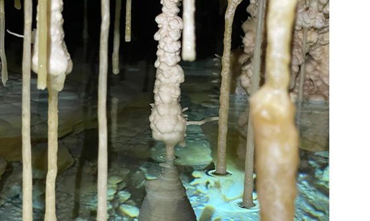 Depósitos minerales en las cuevas de Vallgornera (Mallorca)