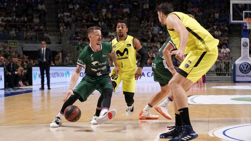 Josh Adams, durante el partido del pasado sábado jugado en el Martín Carpena por el Unicaja y el Movistar Estudiantes.