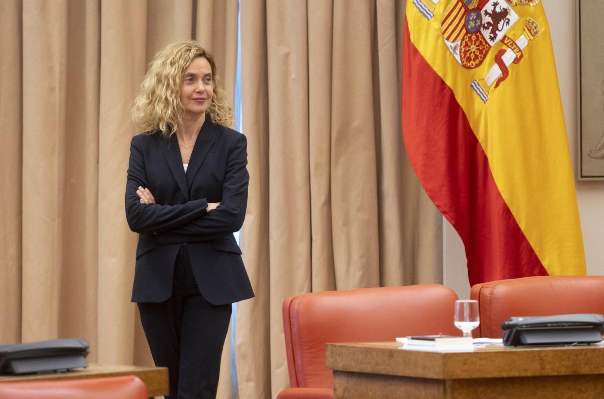 La presidenta del Congreso, Meritxell Batet, durante una reunión de la Junta de Portavoces, en el Congreso de los Diputados, a 14 de marzo de 2023, en Madrid (España).