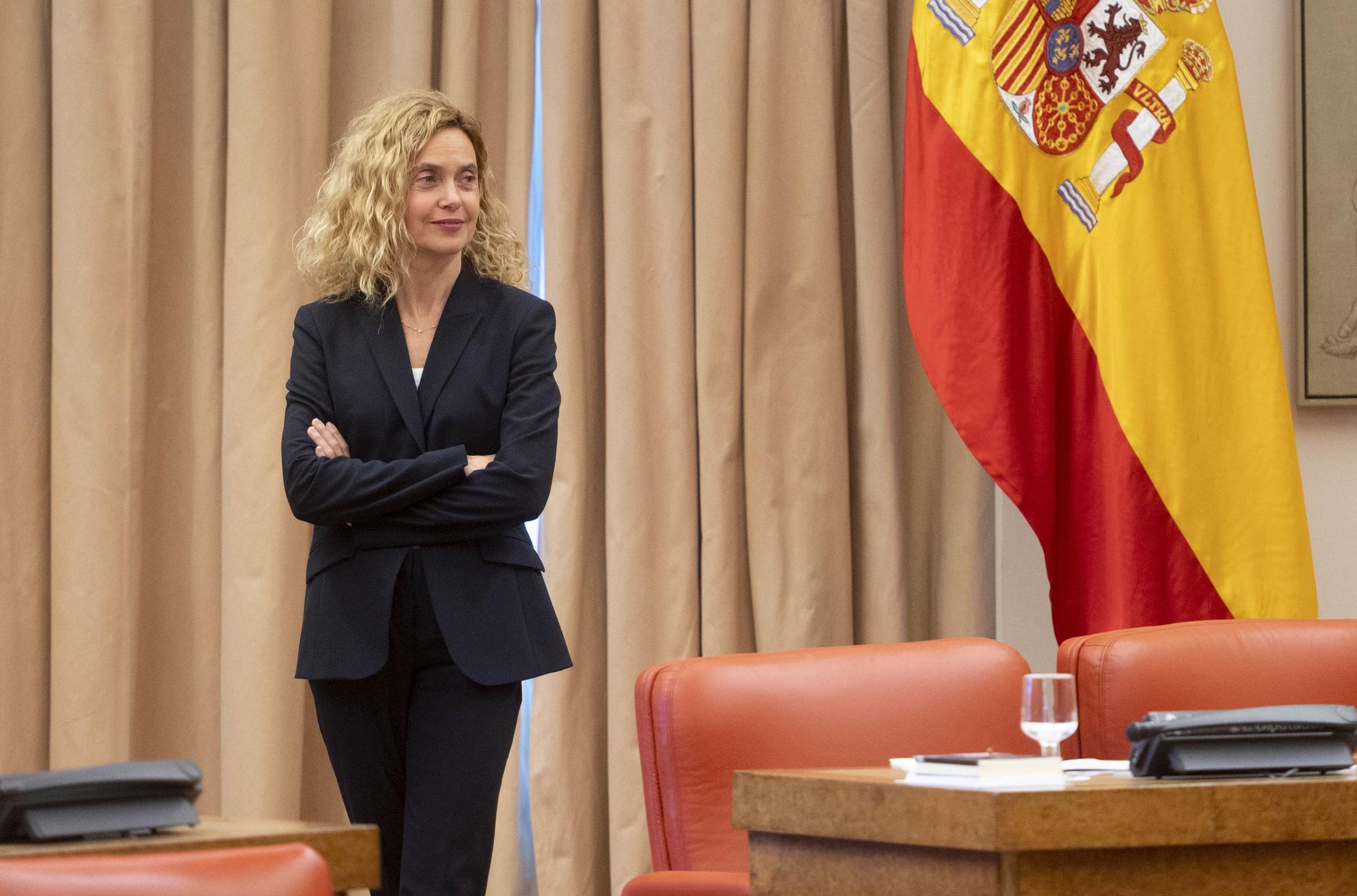 La presidenta del Congreso, Meritxell Batet, durante una reunión de la Junta de Portavoces, en el Congreso de los Diputados, a 14 de marzo de 2023, en Madrid  (España).