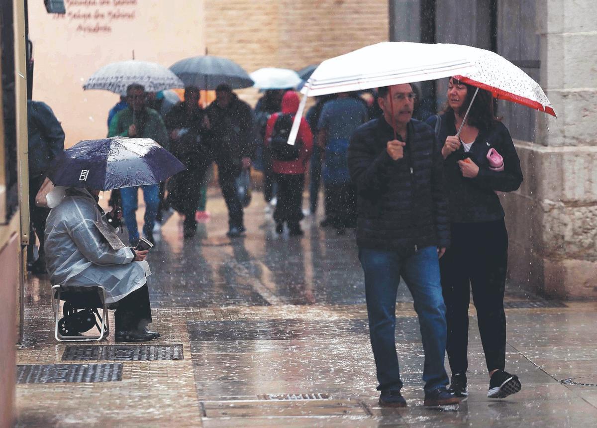 Estampa de lluvias el pasado mes de marzo en el Centro de Málaga.