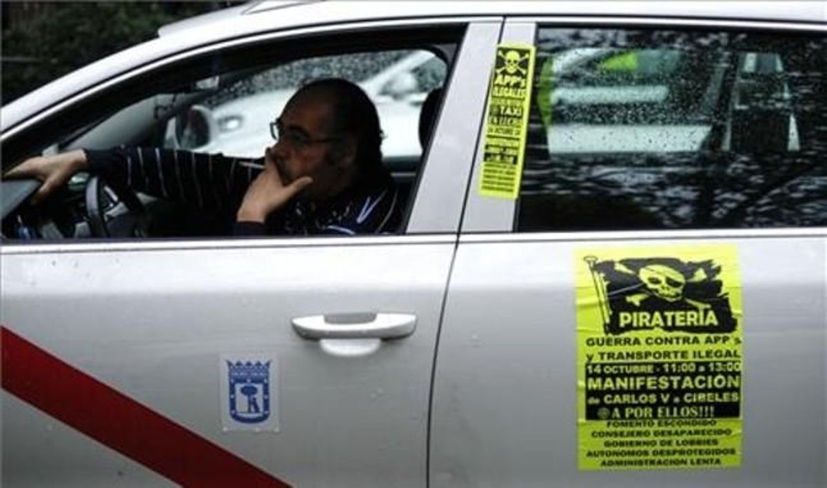 Protesta dels taxistes de Madrid contra Uber.