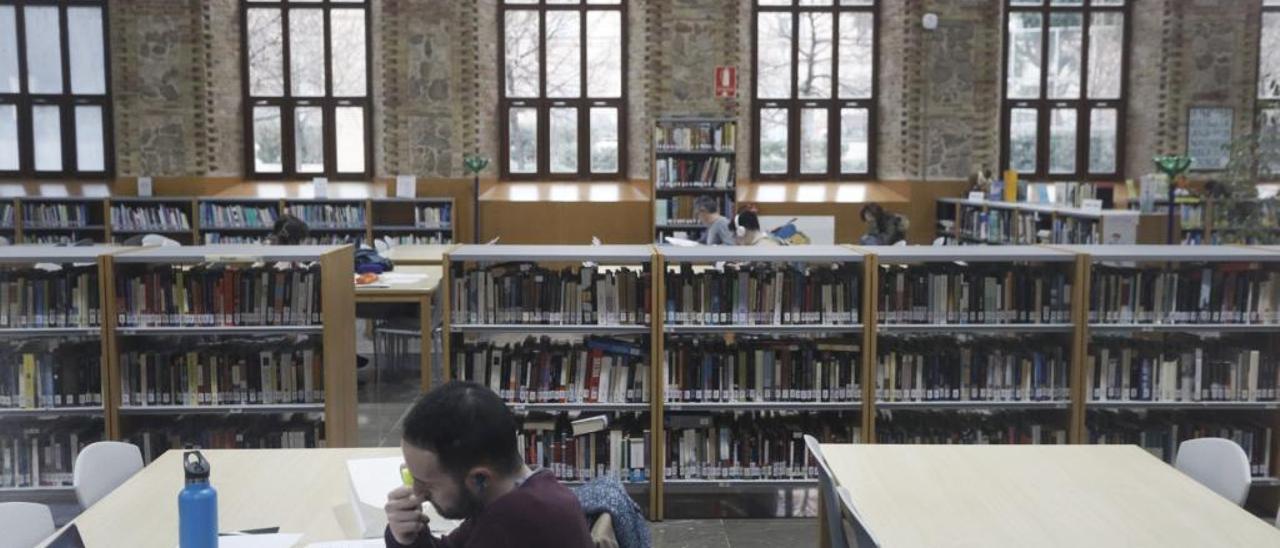 Interior de la biblioteca de la Petxina, en València.