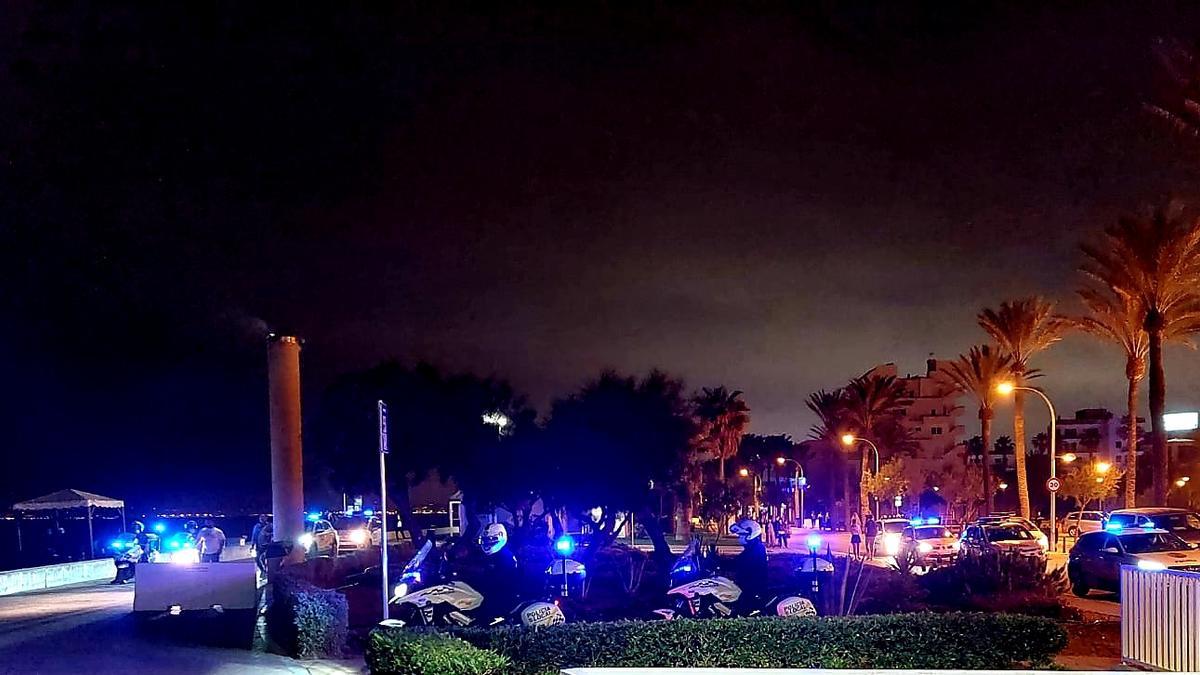 Dispositivo contra botellón en Playa de Palma