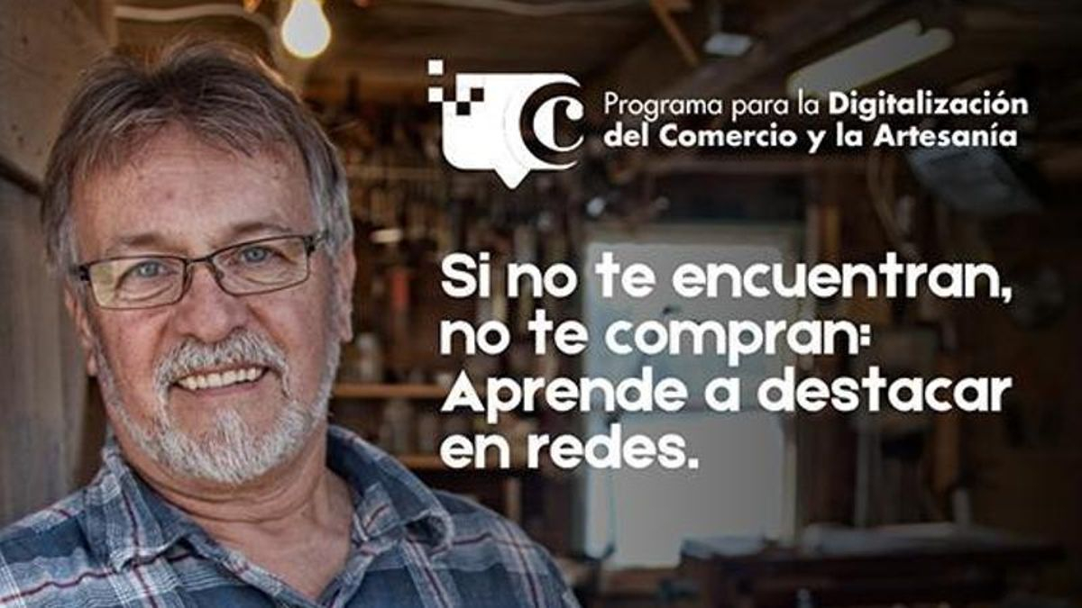 Cartel promocional de la campaña de digitalización de la Cámara de Comercio de Badajoz.