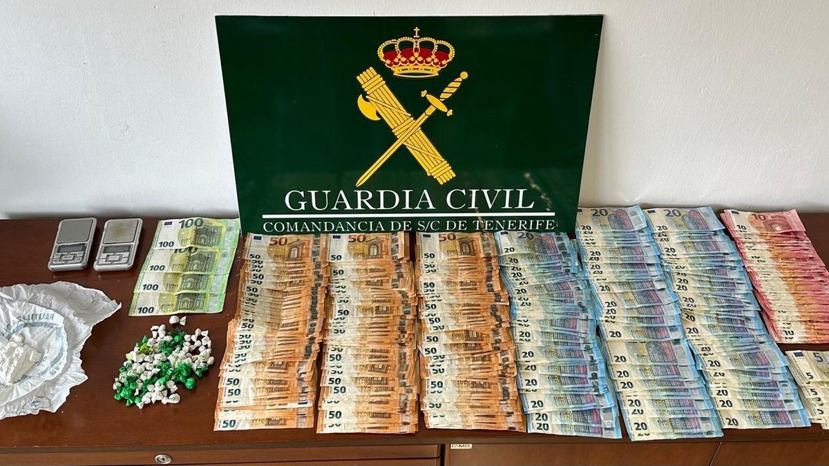 Material y dinero incautado por la Guardia Civil en el sur de Tenerife