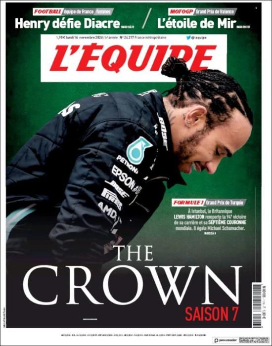 Portada L'ÉQUIPE lunes 16 noviembre 2020