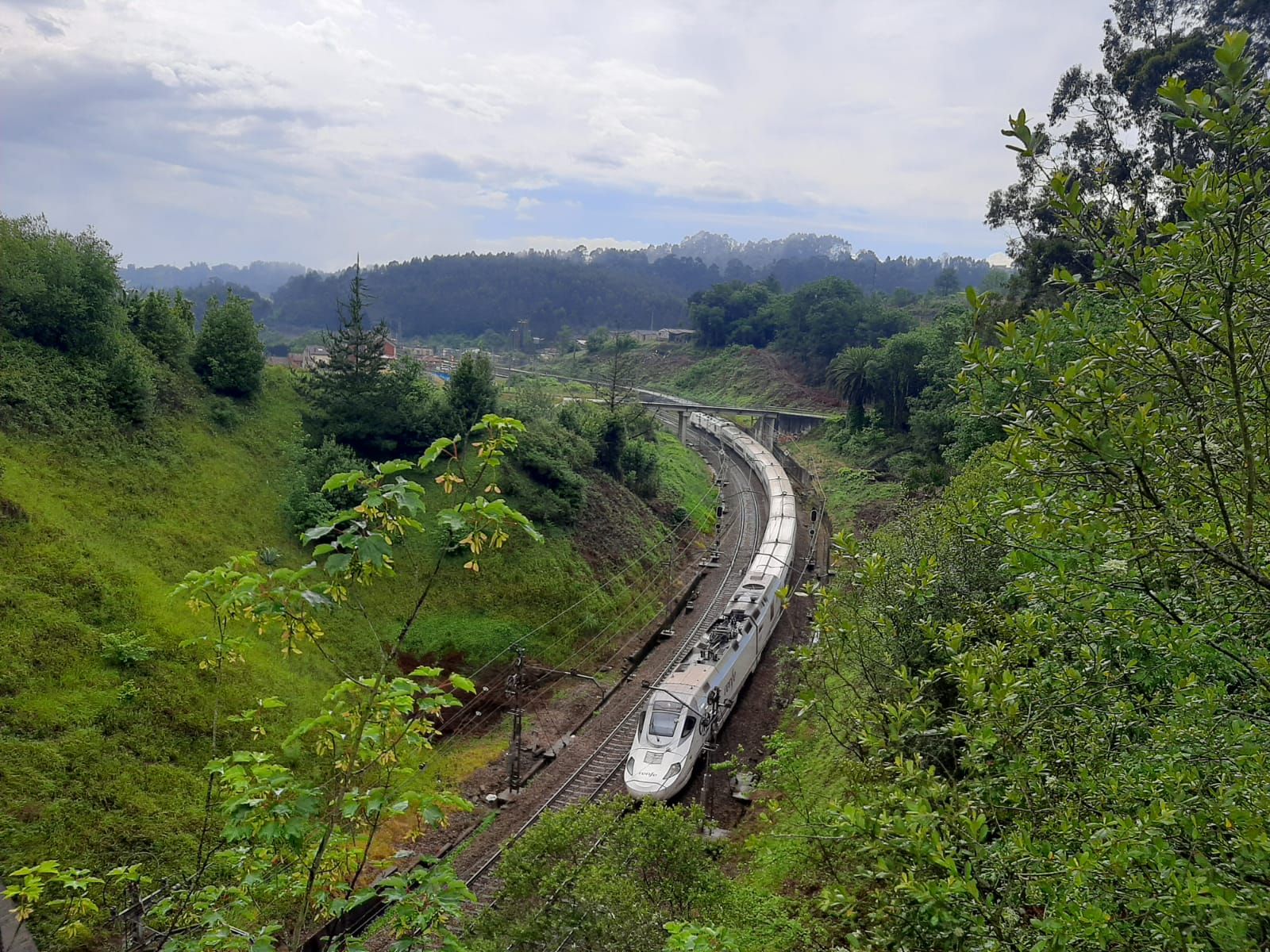 El tren, saliendo de Villabona