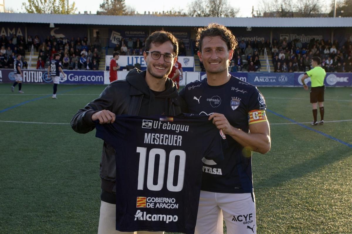 El capitán del Utebo, Álvaro Meseguer, alcanza los 100 partidos con el equipo.