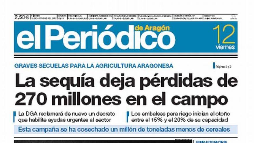 "La sequía deja pérdidas de 270 millones en el campo", portada de EL ...