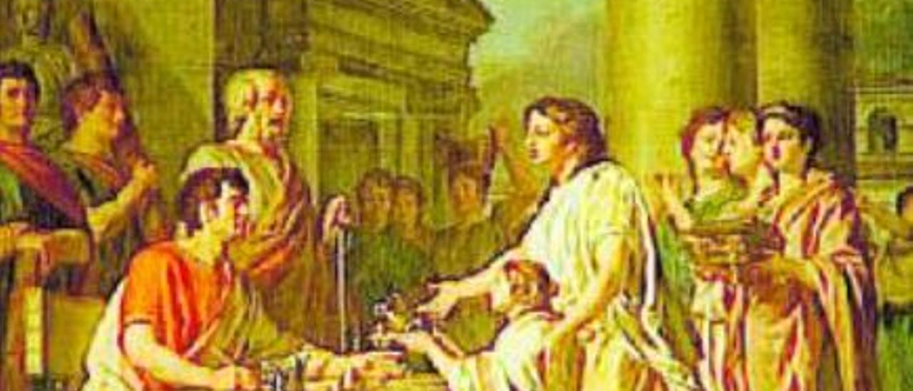 Un cuadro que representa a un prestamista de la Roma imperial