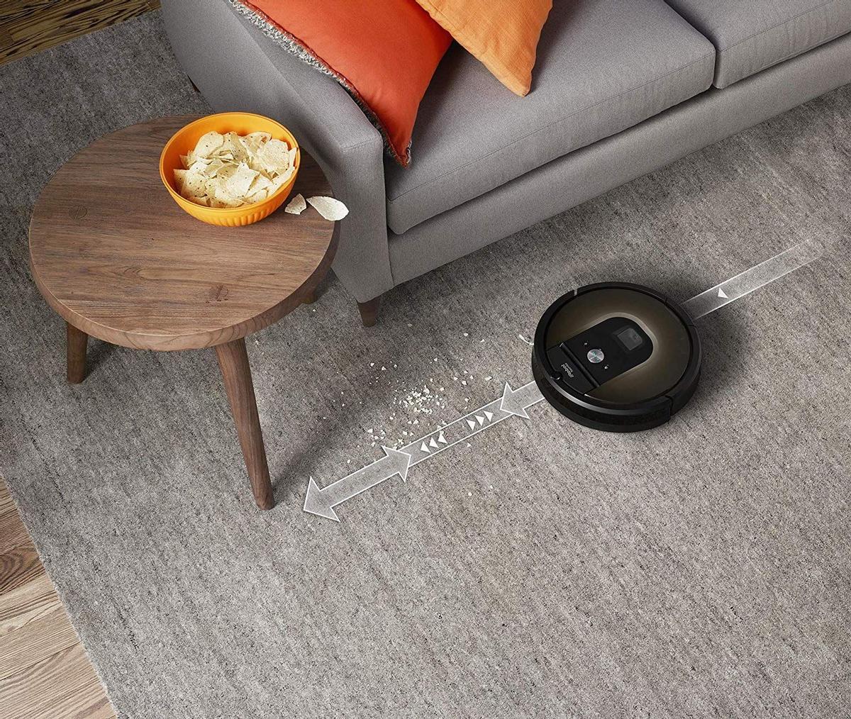 iRobot Roomba 981 Robot Aspirador para Alfombras con Potencia de Succión y Cepillos de Goma Antienredos, multi habitación, Tecnología Dirt Detect, Conexión WiFi y Programable por App, compatible Alexa