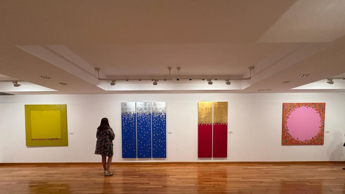 Varias de las obras de la artista Cristina Navarro en la sala de exposiciones temporales del MACE