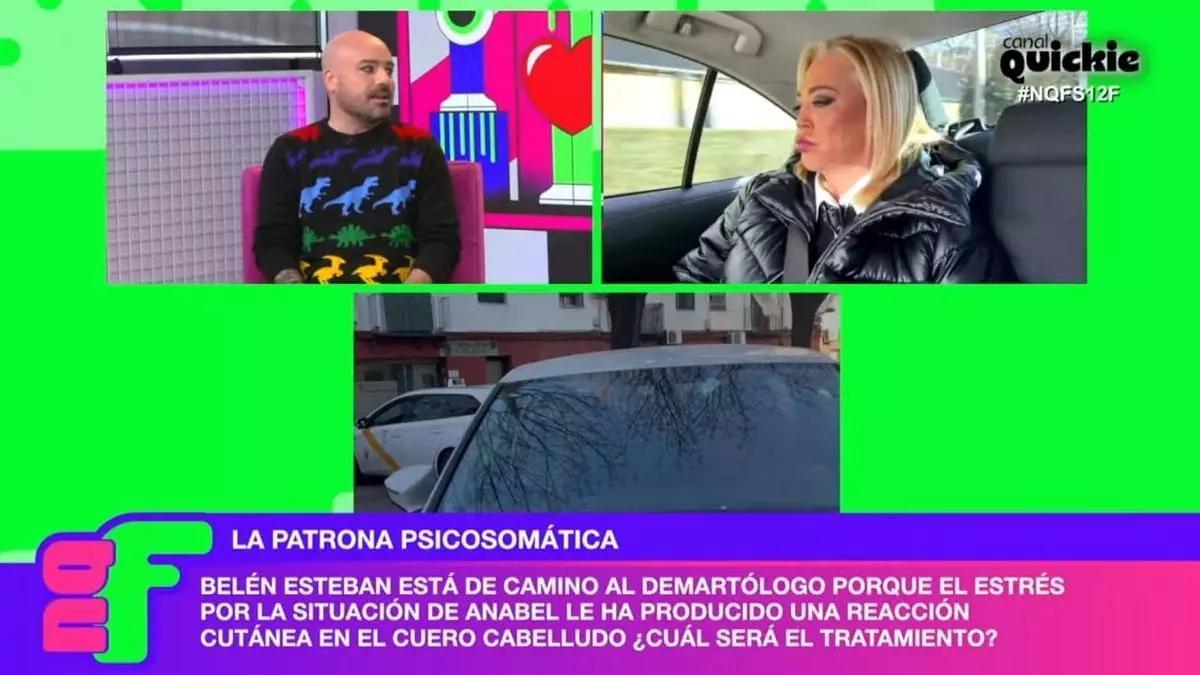 Belen Estebán, durante su traslado al médico en pleno programa