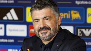Gennaro Gattuso, en el acto de presentación como seleccionador italiano celebrado en Roma. 