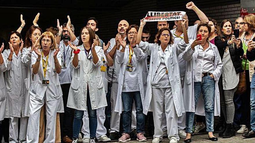 La protesta dels sanitaris contra la visita de Sánchez, la setmana passada.