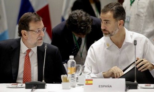 Mariano Rajoy y el Rey Felipe IV durante la XXIV Cumbre Iberoamericana