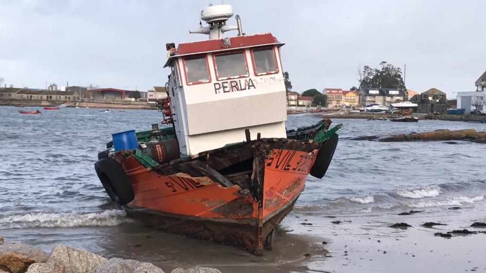 Los efectos del temporal Kurt en Arousa