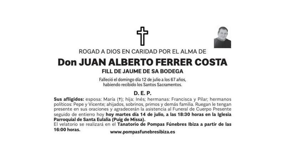Esquela Juan Alberto Ferrer Costa