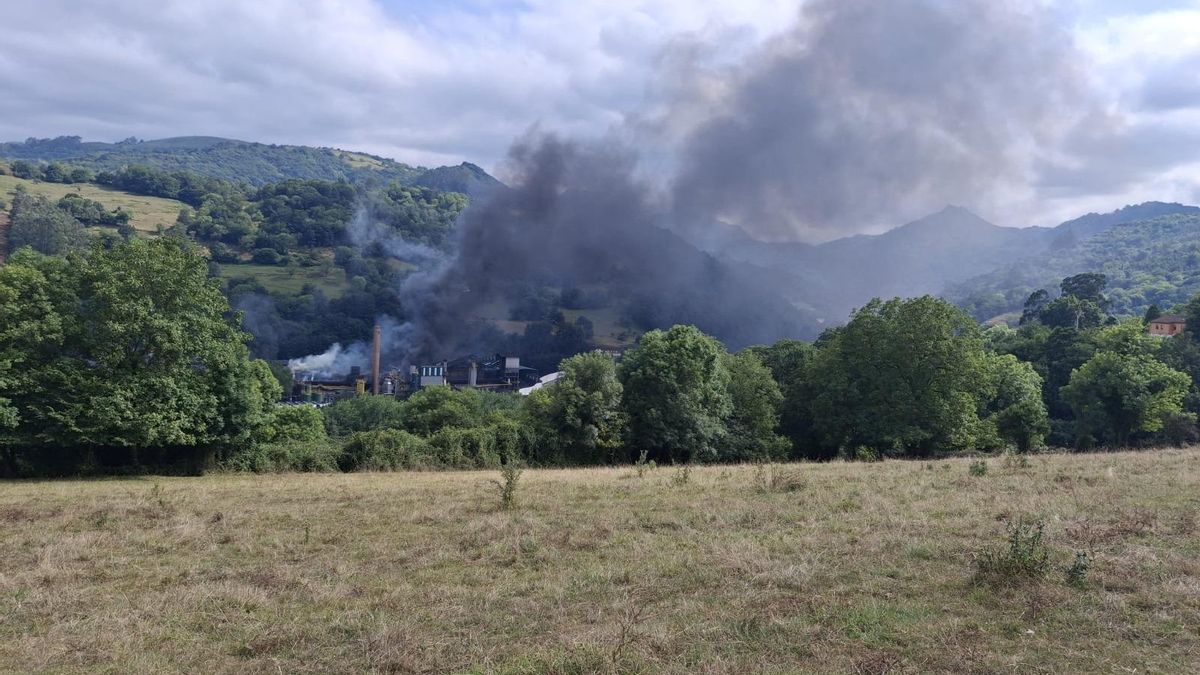 EN IMÁGENES: Incendio en Industrias Doy, en Trubia (Oviedo)